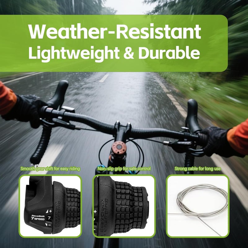 Tailcle RS25-3X7 Speed Bike Gear Shifter, Bicycle Revoshift Right SL-RS25-3X7 Shift Lever Bicycle Twist Grip Thumb Gear Shifter for MTB Mountain Bike (RS25-3X7 Speed Bike Shifter) - Image 3